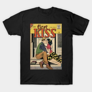 Vintage Romance Comic Book Cover - First Kiss T-Shirt